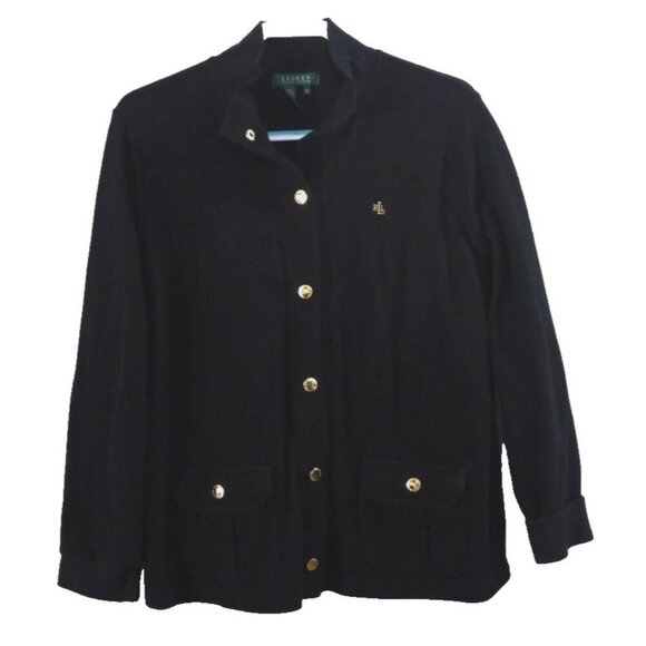 Lauren Ralph Lauren Sweaters - Lauren RALPH LAUREN black cardigan cotton sweater soft knit gold snaps Women 2XL